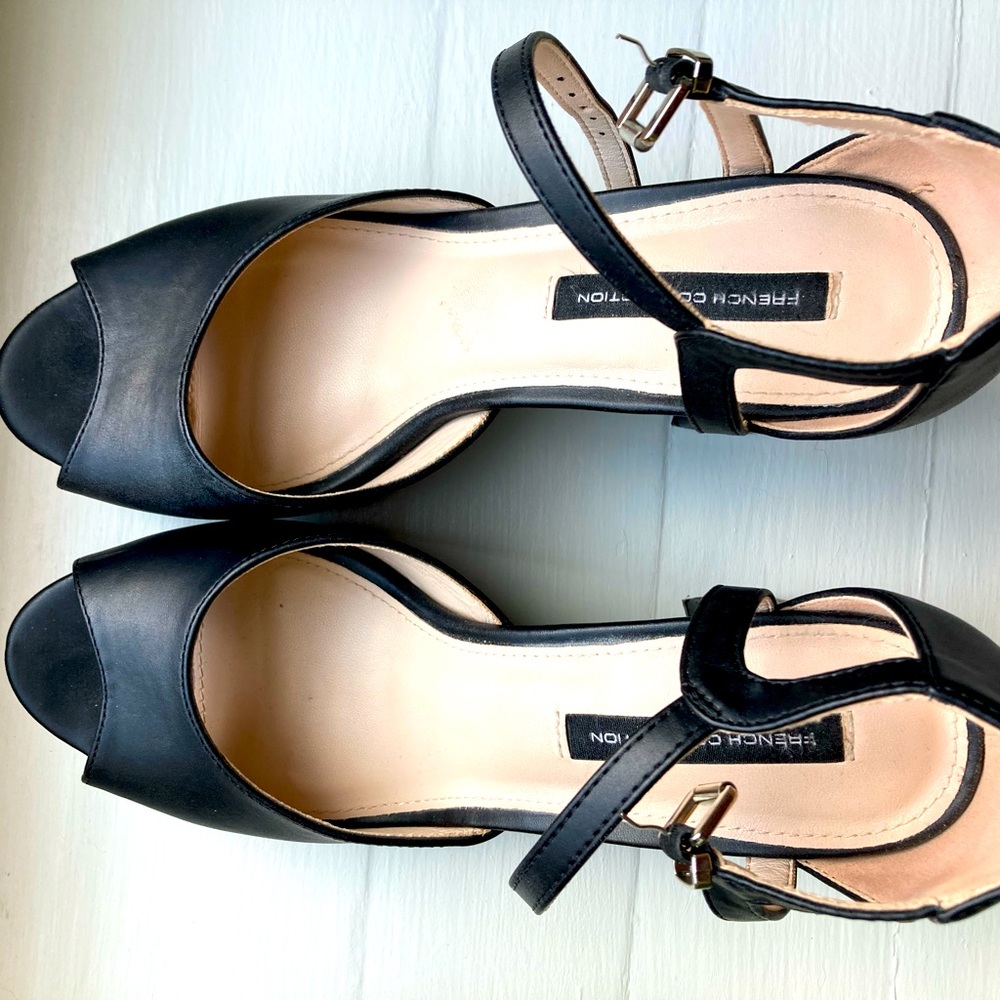 French Connection black platform heels